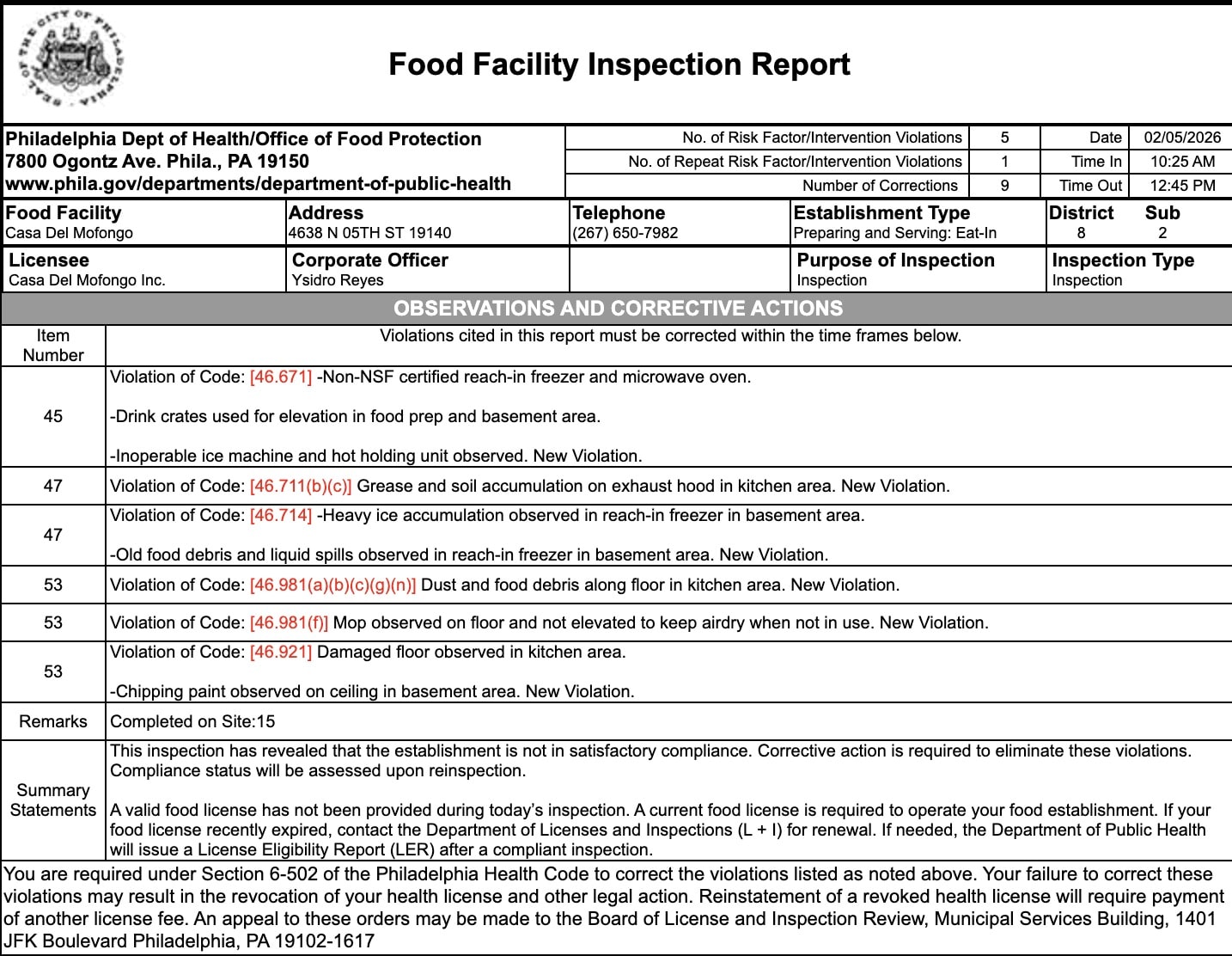 Uncovered pork was observed in both the walk-in cooler and a reach-in refrigerator;