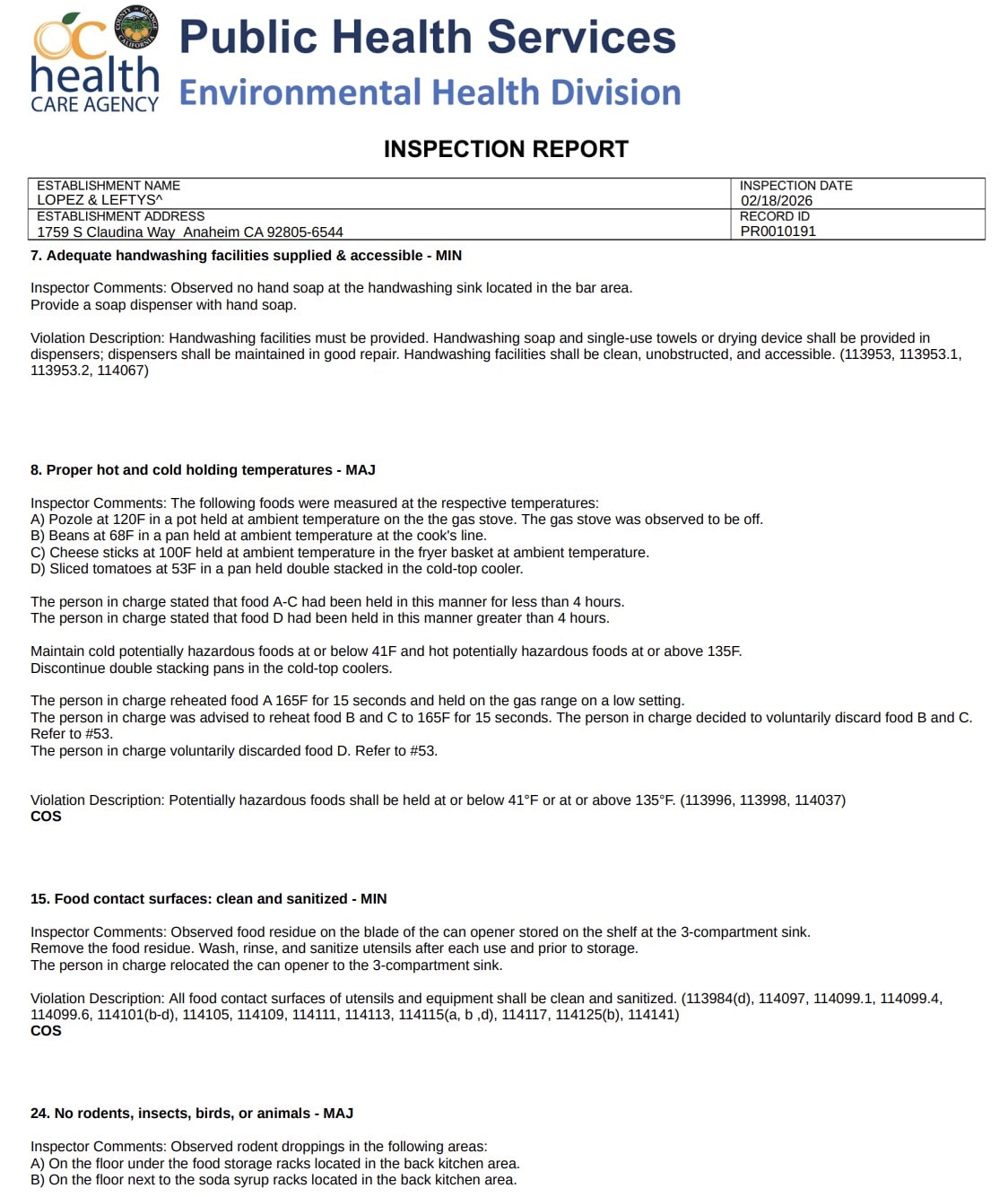 Pressurized cylinders were observed unfastened within the facility