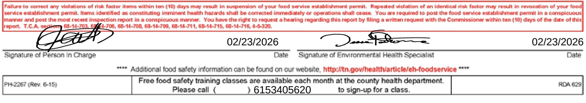 Kitchen utensils were observed stored in standing water measuring 78°F.