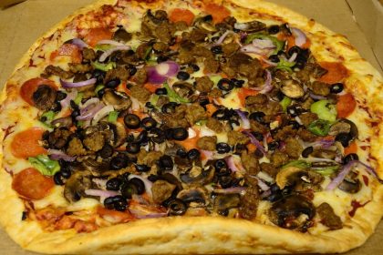 A loaded and large Pizza from Costco