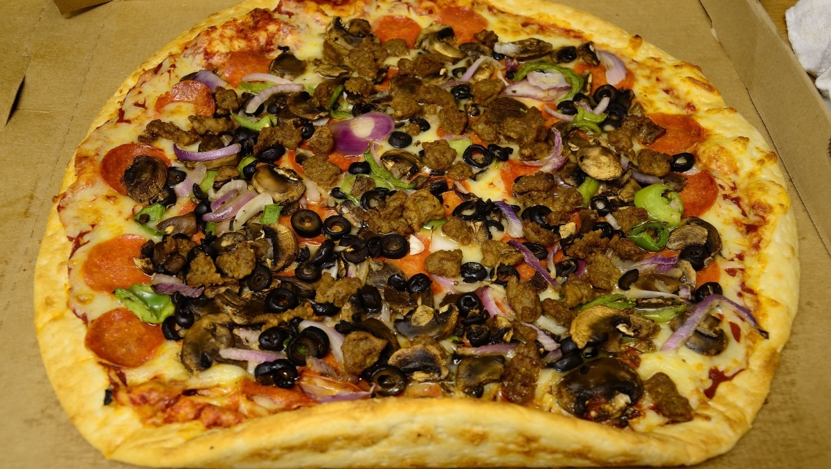 A loaded and large Pizza from Costco