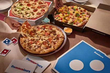 This image shows pizzas offered by Domino's.