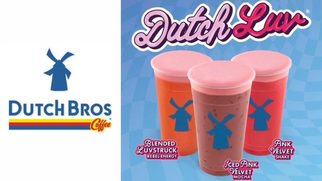 This is an image of the new Valentine-themed drinks from Dutch Bros.