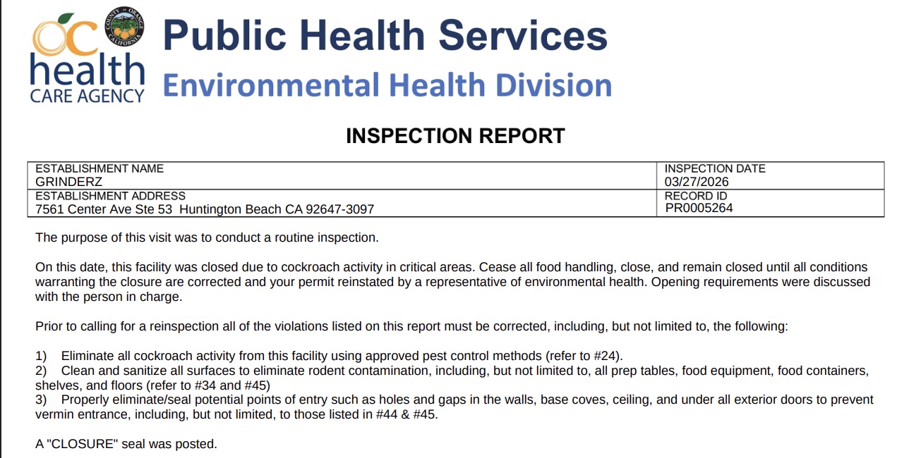Live cockroaches were observed in several areas