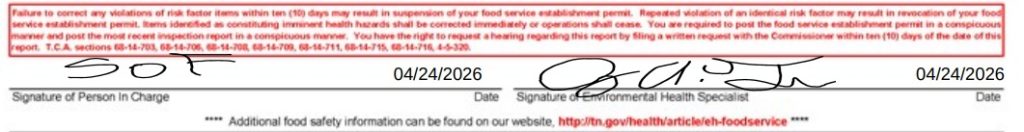 Inspection report of Curry Bowl Indian Cuisine restaurant
