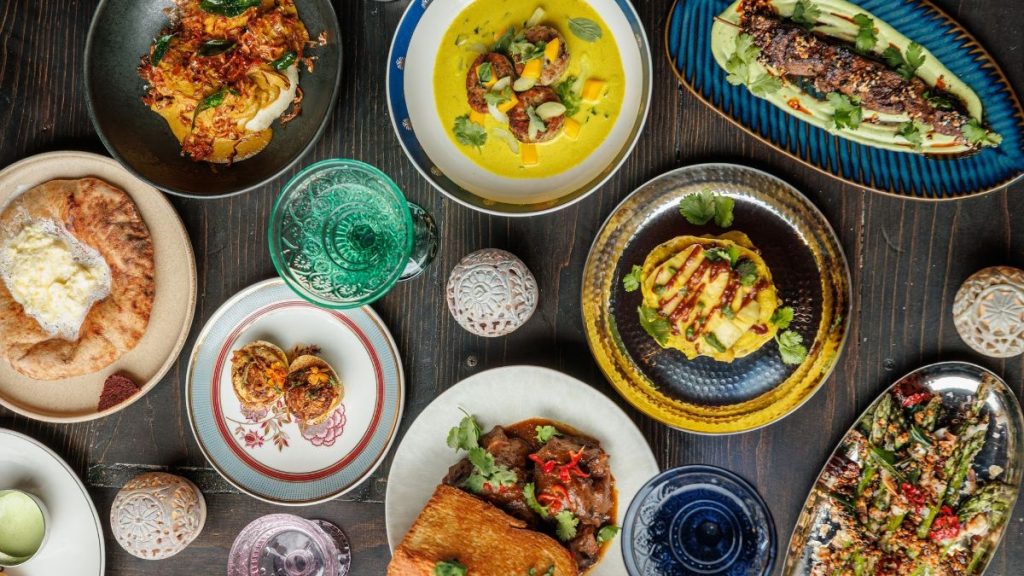 Dish spread from Drāvida’s menu