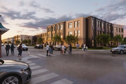 A rendered image of the development site