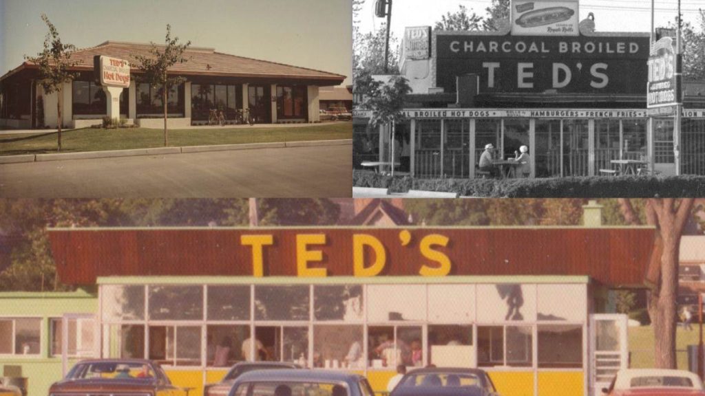 Collage of old pictures of Ted’s Hot Dogs