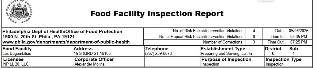 Las Bugambilias inspection report screenshot