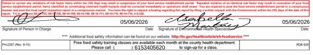 Edessa Restaurant inspection report screenshot