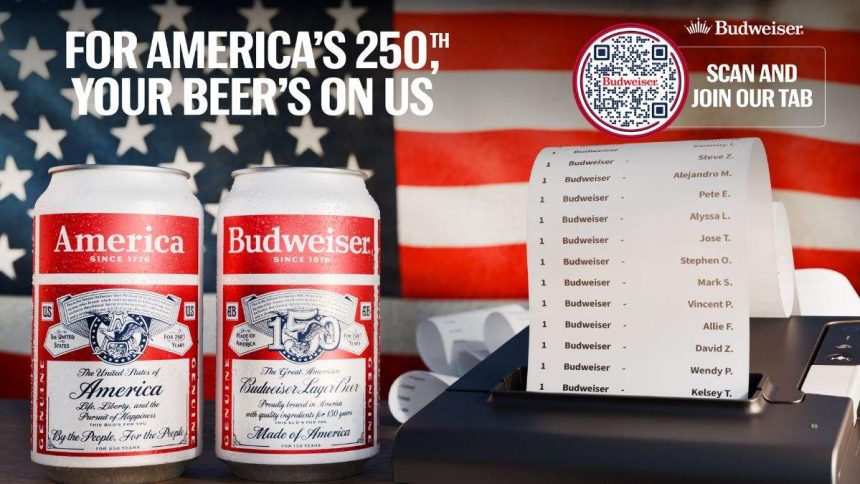 Budweiser is celebrating America's 250th with free beer and an extended summer campaign. 