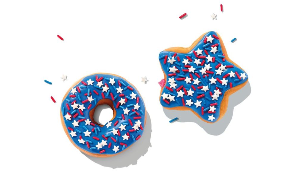 These are patriotic treats by Dunkin’ for its Fourth of July Lineup