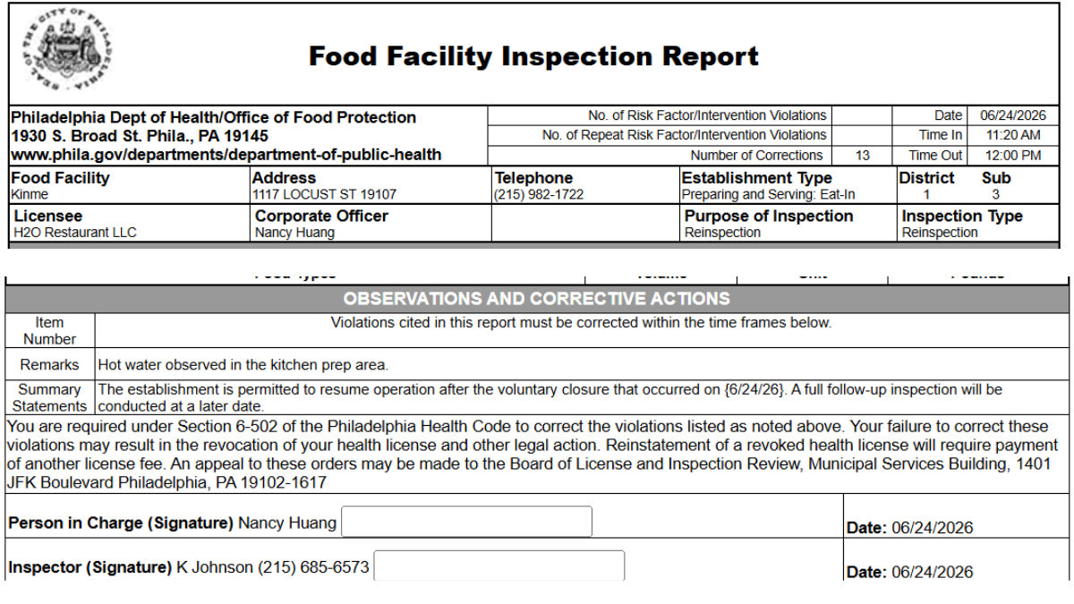 Kinme reinspection report