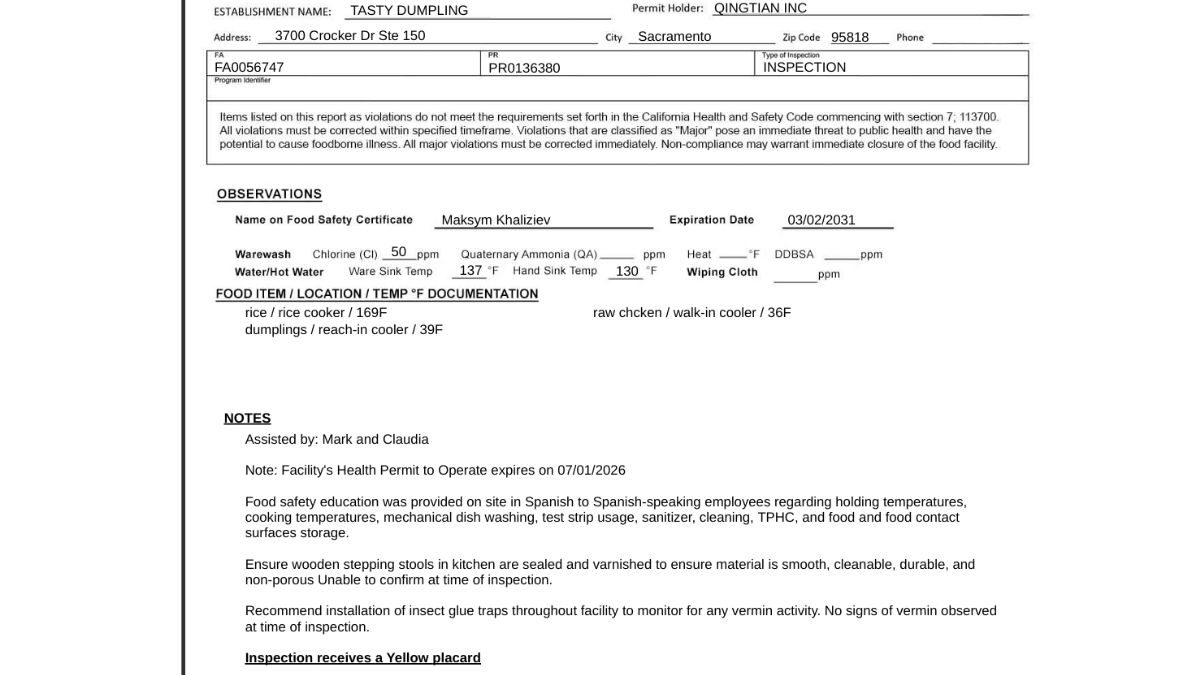 Screenshot of the follow-up inspection