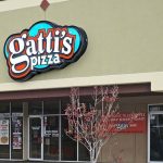 This is a storefront view of Mr. Gatti’s Pizza