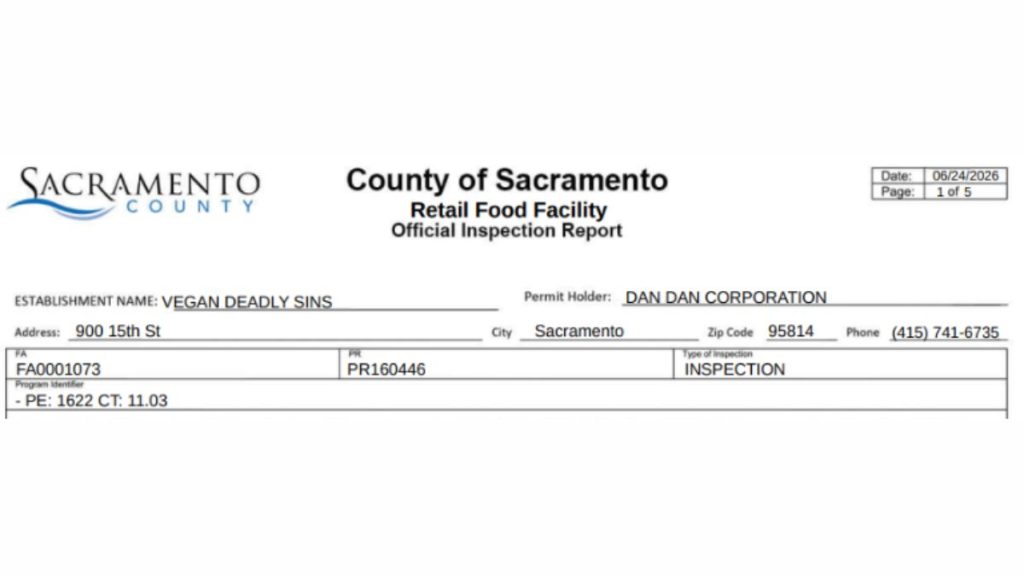 Vegan Deadly Sins inspection report screenshot