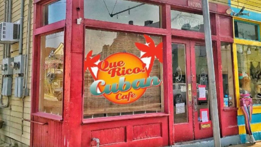 This is a storefront image of Que Rico! Cuban Café.