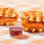This image shows the new chicken & waffles sandwiches