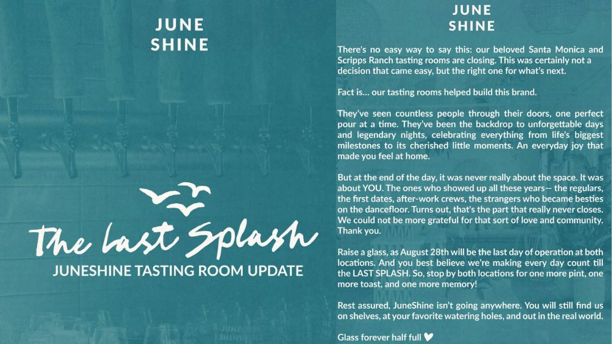 JuneShine closure announcement screenshot