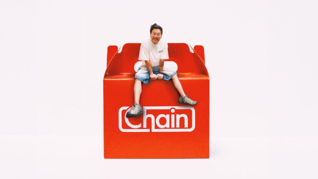 Celebrity chef Roy Choi sitting on Chain Box.